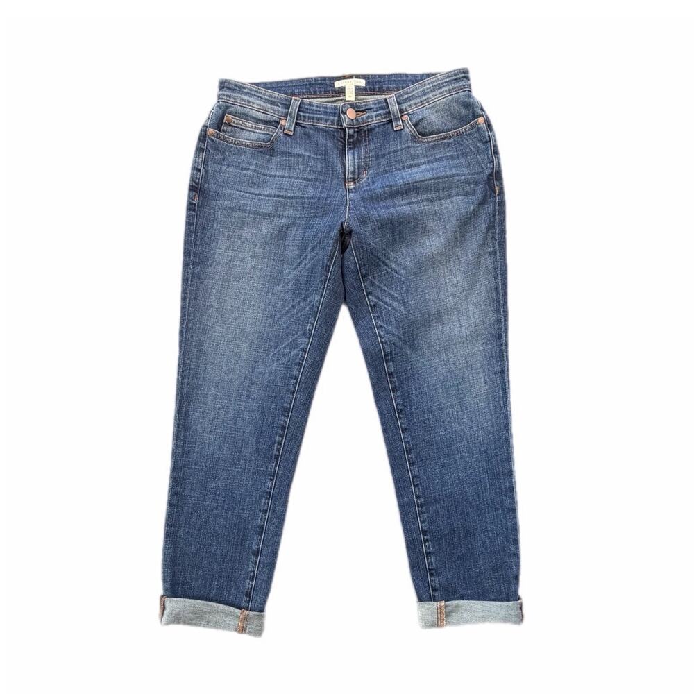 Eileen Fisher PETITE Dark Wash Cuffed Casual Classic Everyday Simple Denim Jeans